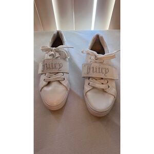 Juicy Couture Cartwheel Bling White Leather Sneakers Women's SZ 8